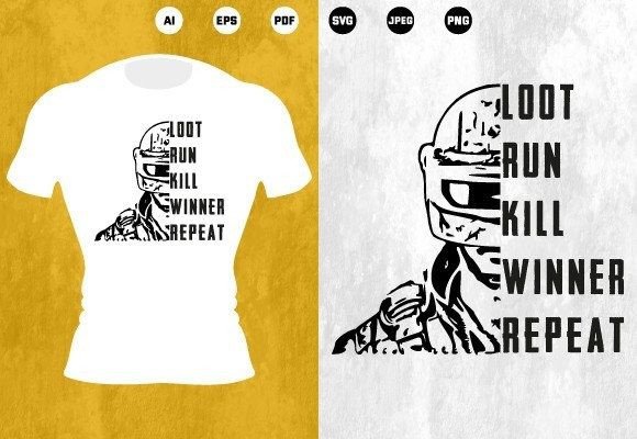 Gaming T-Shirt Design Pubg: Graphics & Print Templates