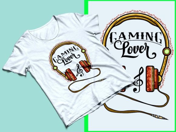 Gaming T-Shirt Design with Headphone Graphics